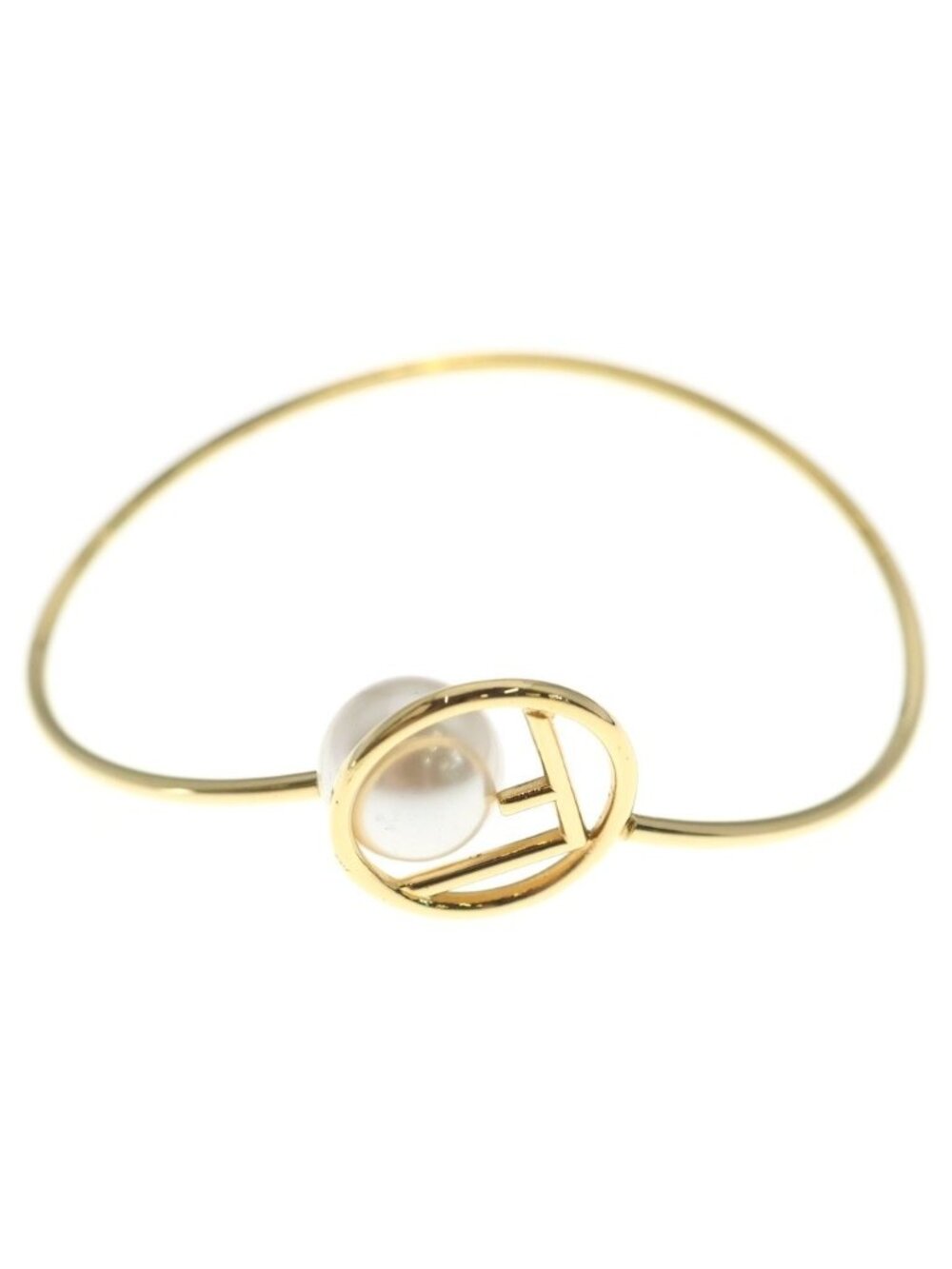 Fendi Pearl Bangle Bracelet Gold